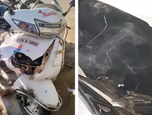शॉर्ट सर्किट से चलती स्कूटर में लगा आग…