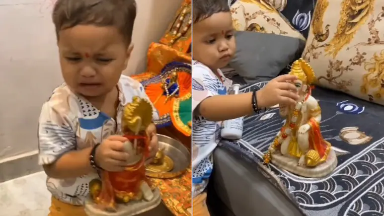 मंदिर से हनुमान जी उठाकर भागा बच्चा, फिर प्यार से लगाई दवा, मां डांटती रही