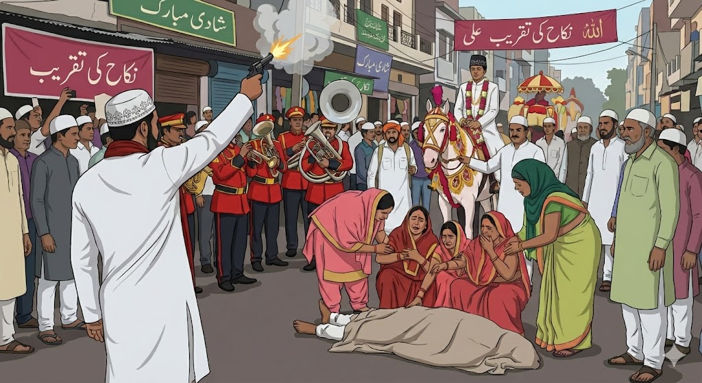 बारातियों की फायरिंग से 20 वर्षीय युवती की मौत….20-25 अज्ञात पर FIR