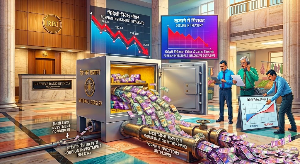 देश के खजाने में लगातार गिरावट, विदेशी निवेशक जितना पैसा डाल रहे हैं, उससे ज्यादा ले जा रहे बाहर