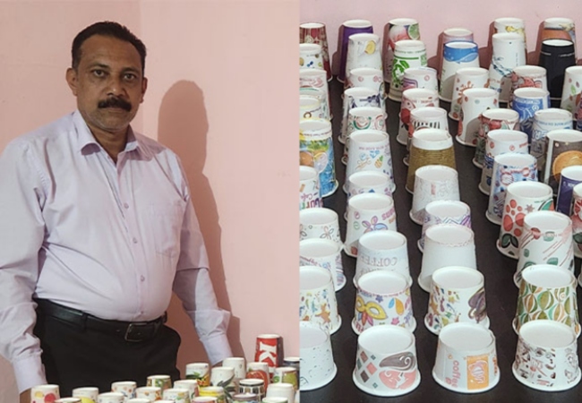 भारतीय शख्स ने 31 देशों से जुटाए कप बनाया वर्ल्ड रिकॉर्ड,858 पेपर कप का अनोखा कलेक्शन…