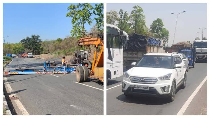 रामगढ़ की चुटूपालु घाटी में हादसा टला, ओवरटेक कर रहे ट्रेलर ने दो कार को मारी टक्कर