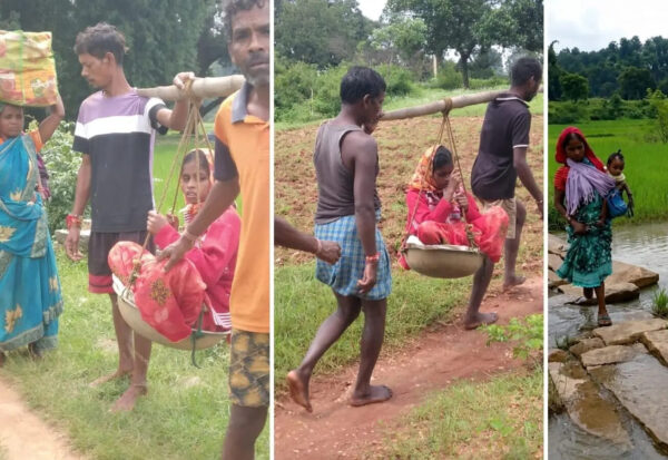गुमला में गर्भवती को गेंड़ुआ भार पर ढोकर 2 KM ले गए परिजन