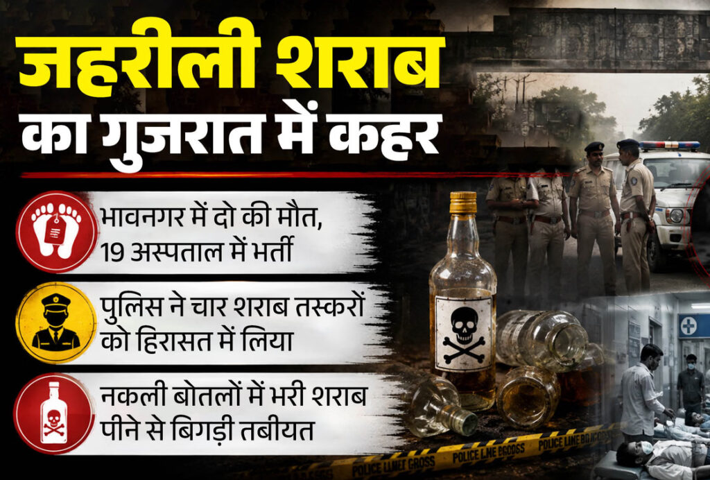 भावनगर में जहरीली शराब पीने से दो की मौत, 19 लोग अस्पताल में भर्ती; हिरासत में लिए गए चार तस्कर