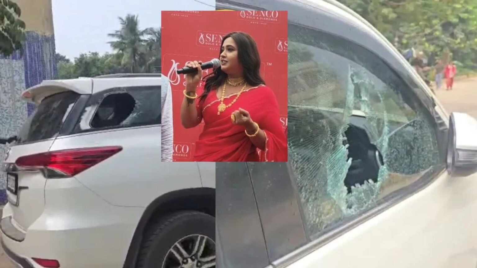 एक्ट्रेस काजल राघवानी की फॉर्च्यूनर पर हमला, भीड़ ने ईंट-पत्थर से तोड़ा शीशा; नालंदा में बाल-बाल बचीं