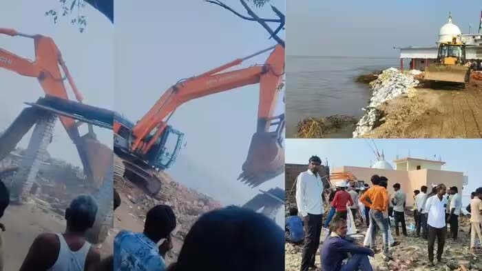 बाराबंकी में सरयू का कहर: नदी में समा गए 2 मकान, मंदिर बचाने को ढहाए 8 घर